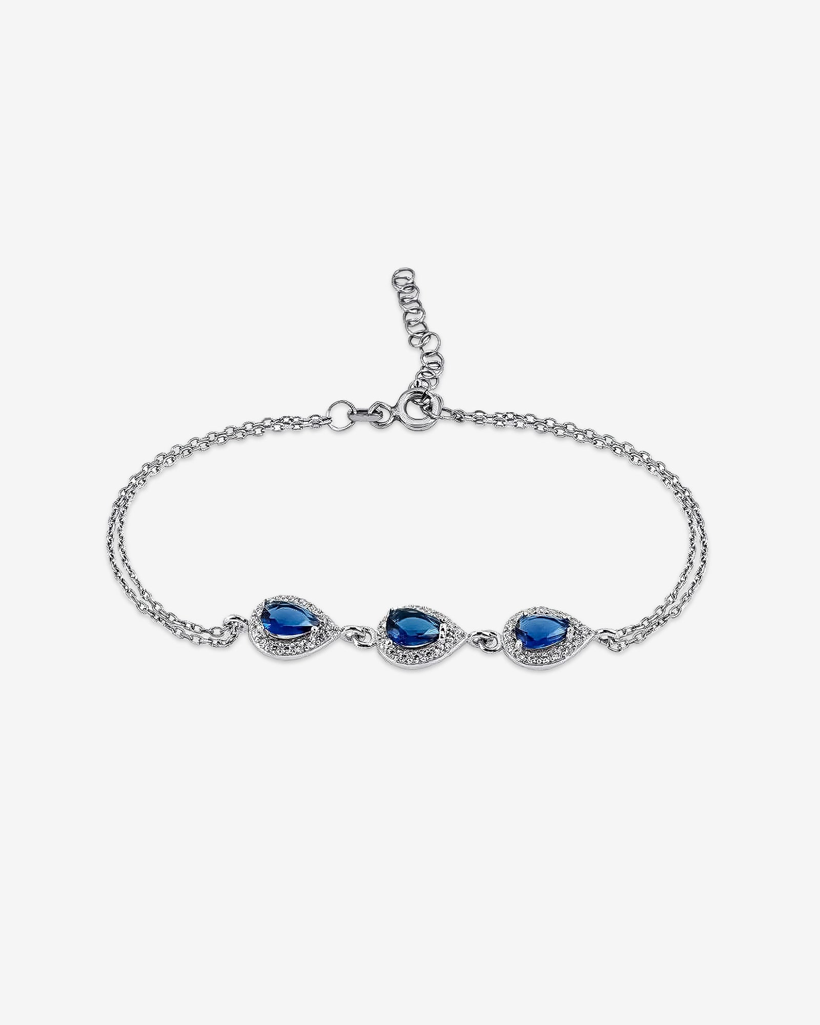 Elegant Teardrop Gemstone Bracelet - Sterling Silver