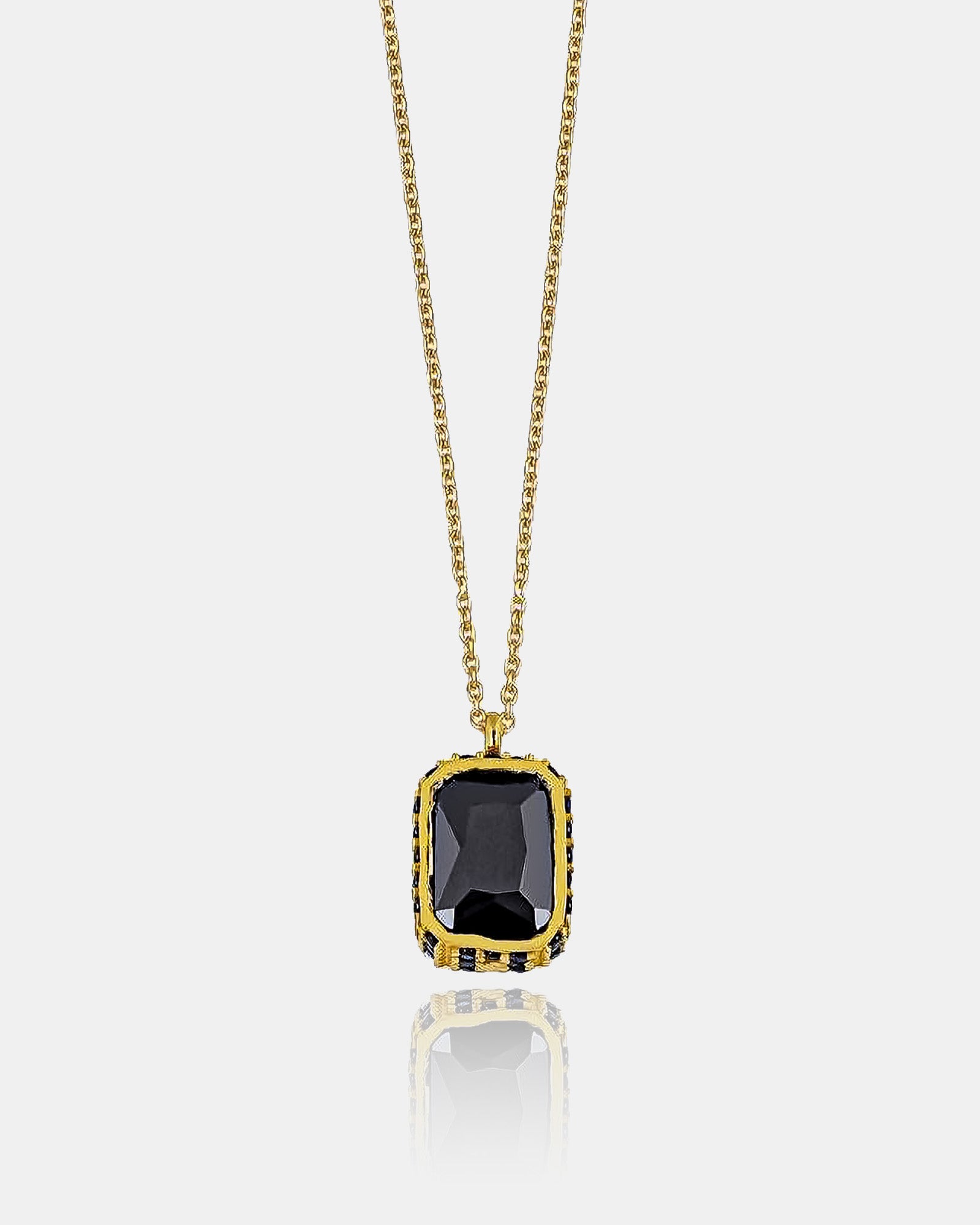 Gold Framed Gem Necklace - Sterling Silver
