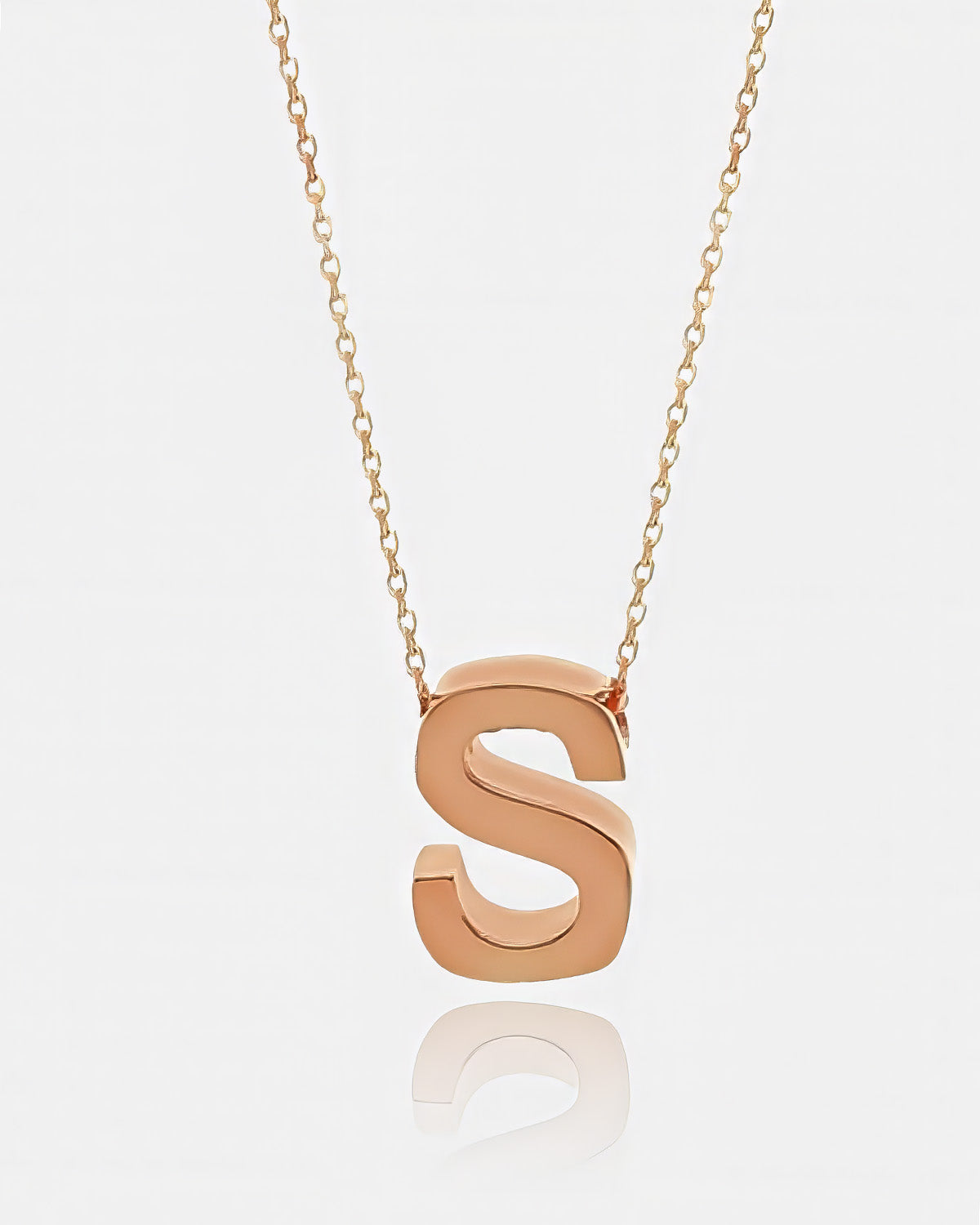 Personalized Initial Letter Necklace - Sterling Silver (Rose Gold)