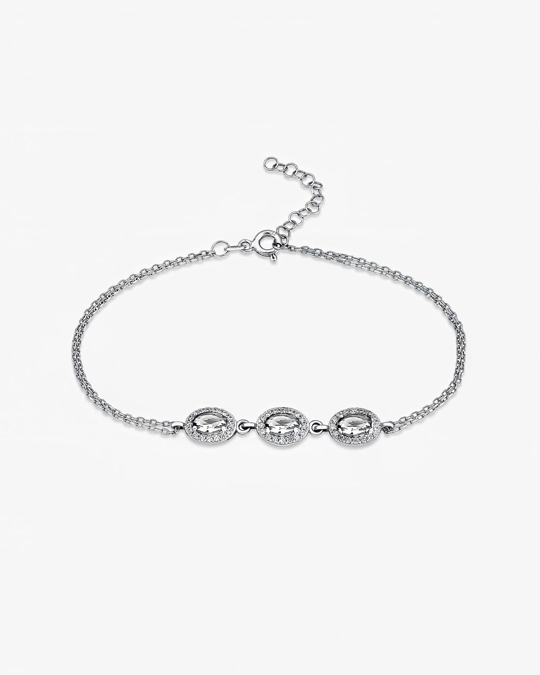 Dainty Emerald Bracelet With Zirconia Frame - Sterling Silver