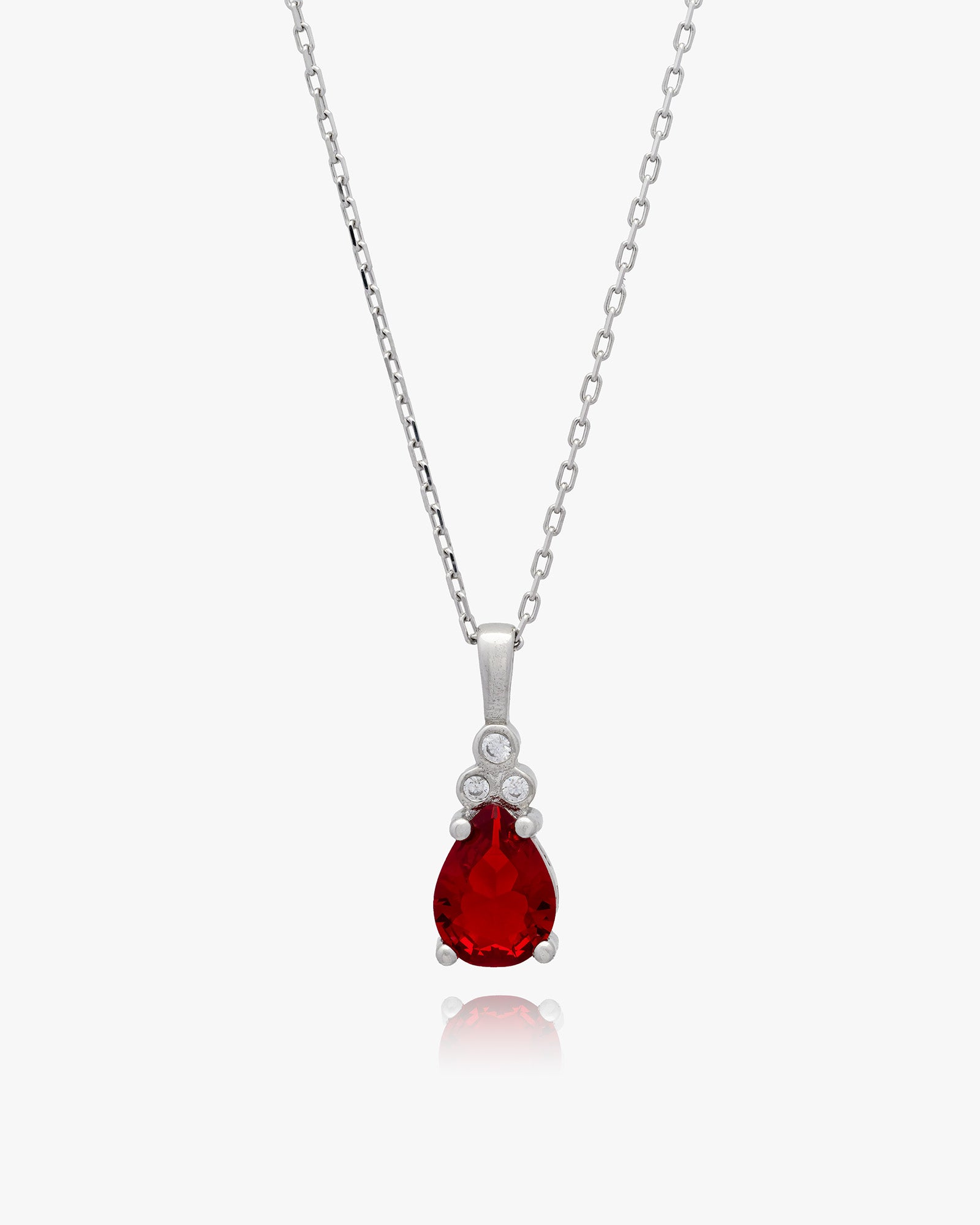 Birthstone Necklace with Zirconia Accents - Sterling Silver