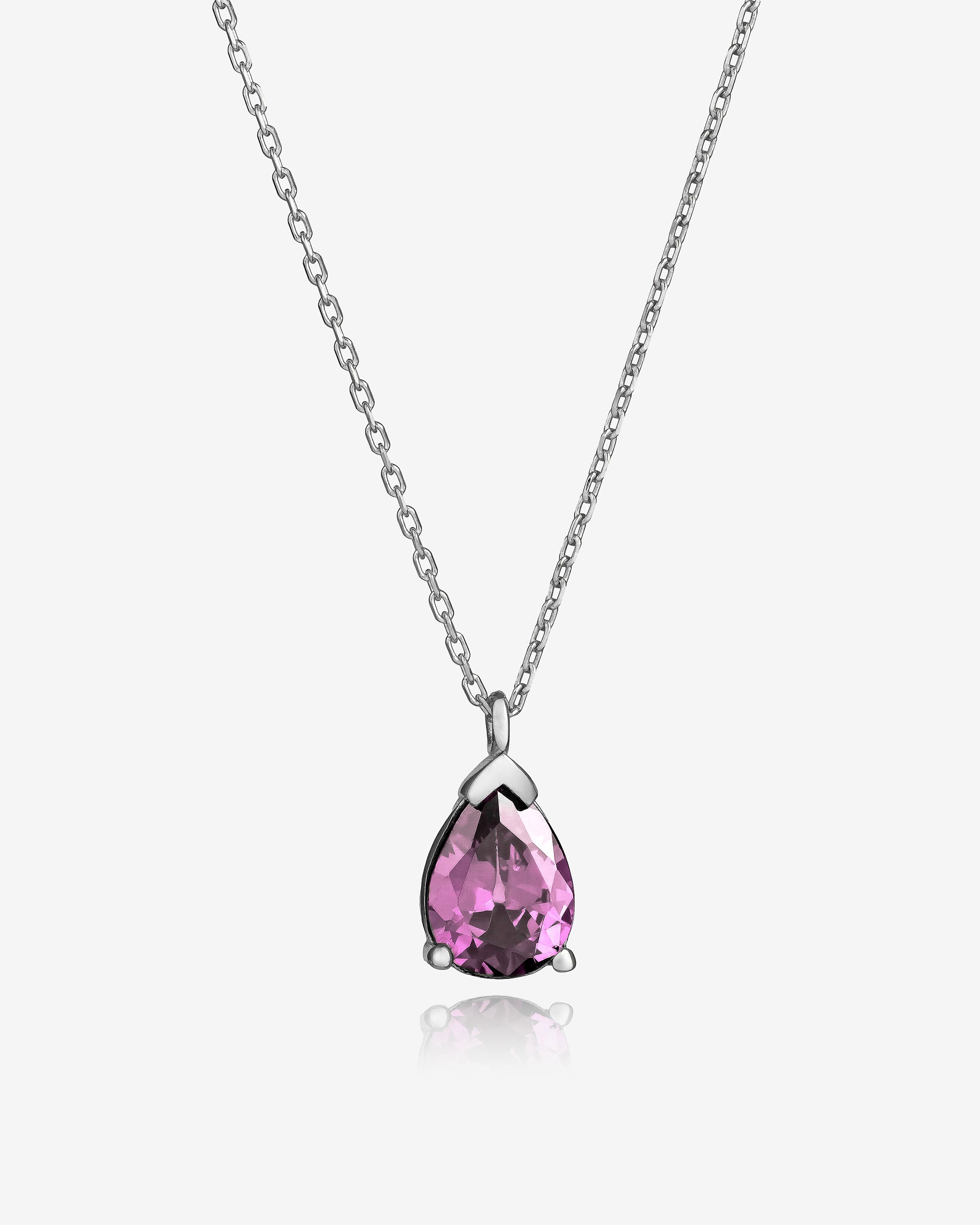 Birthstone Drop Necklace Silver - Sterling Silver