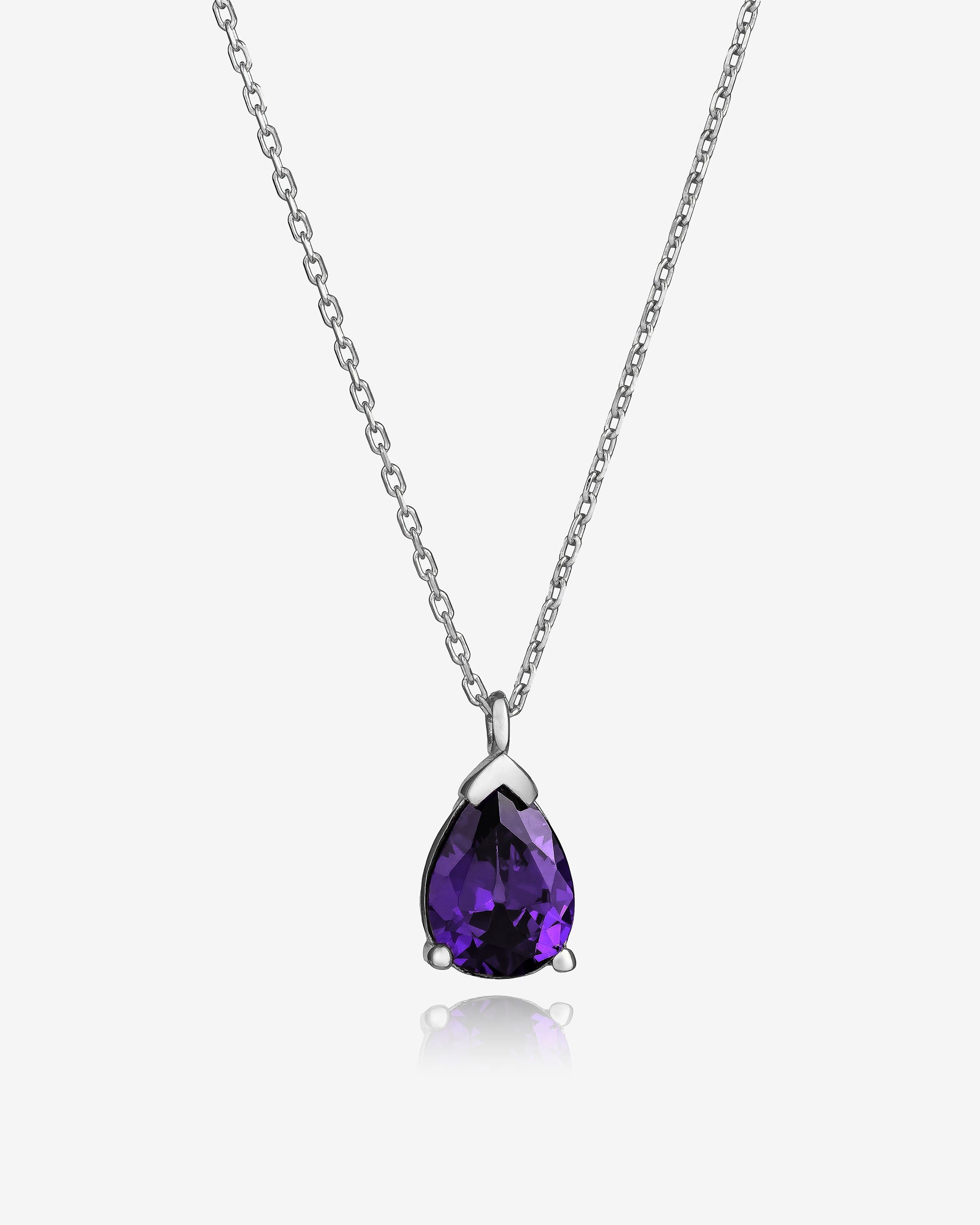 Birthstone Drop Necklace Silver - Sterling Silver