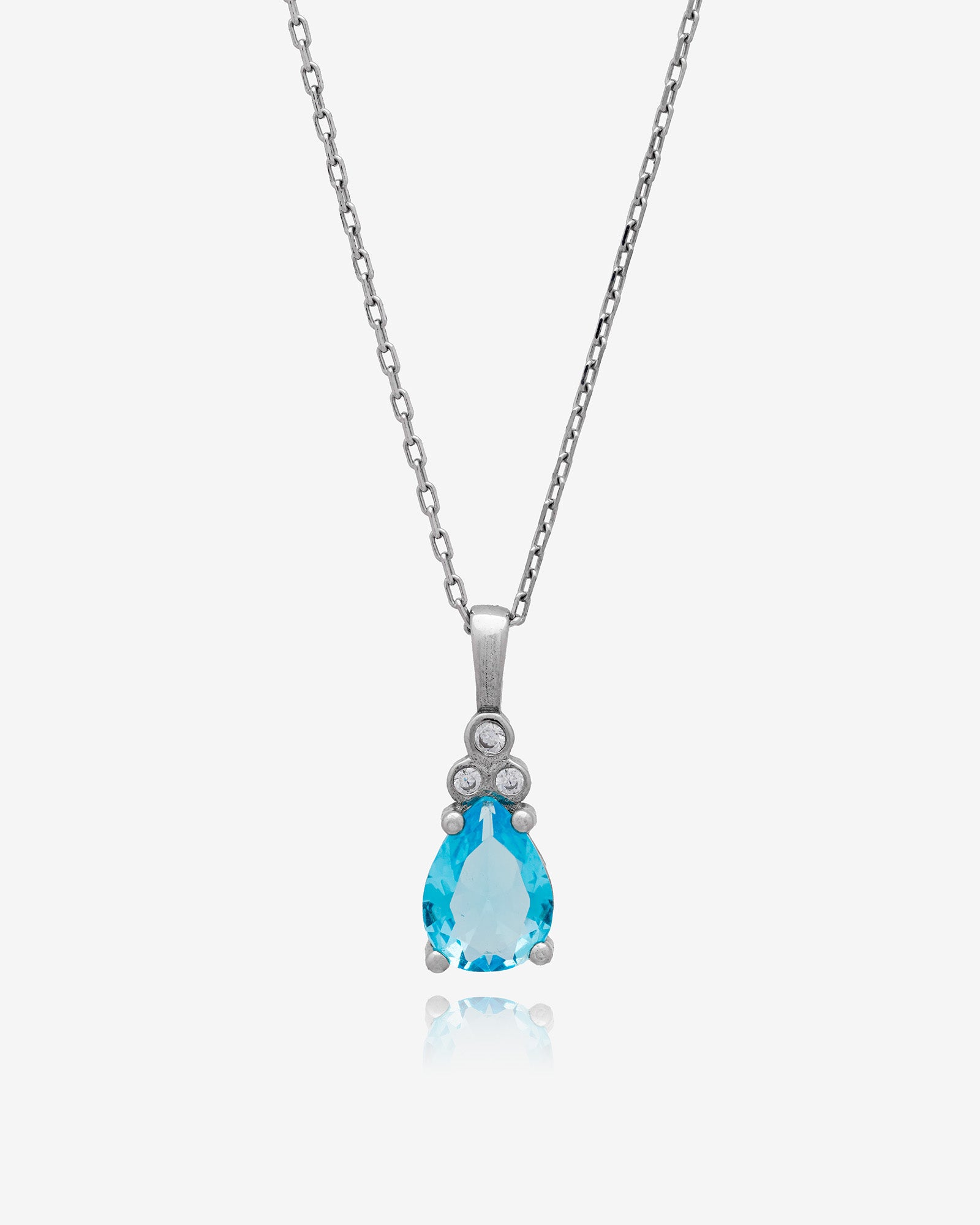 Birthstone Necklace with Zirconia Accents - Sterling Silver