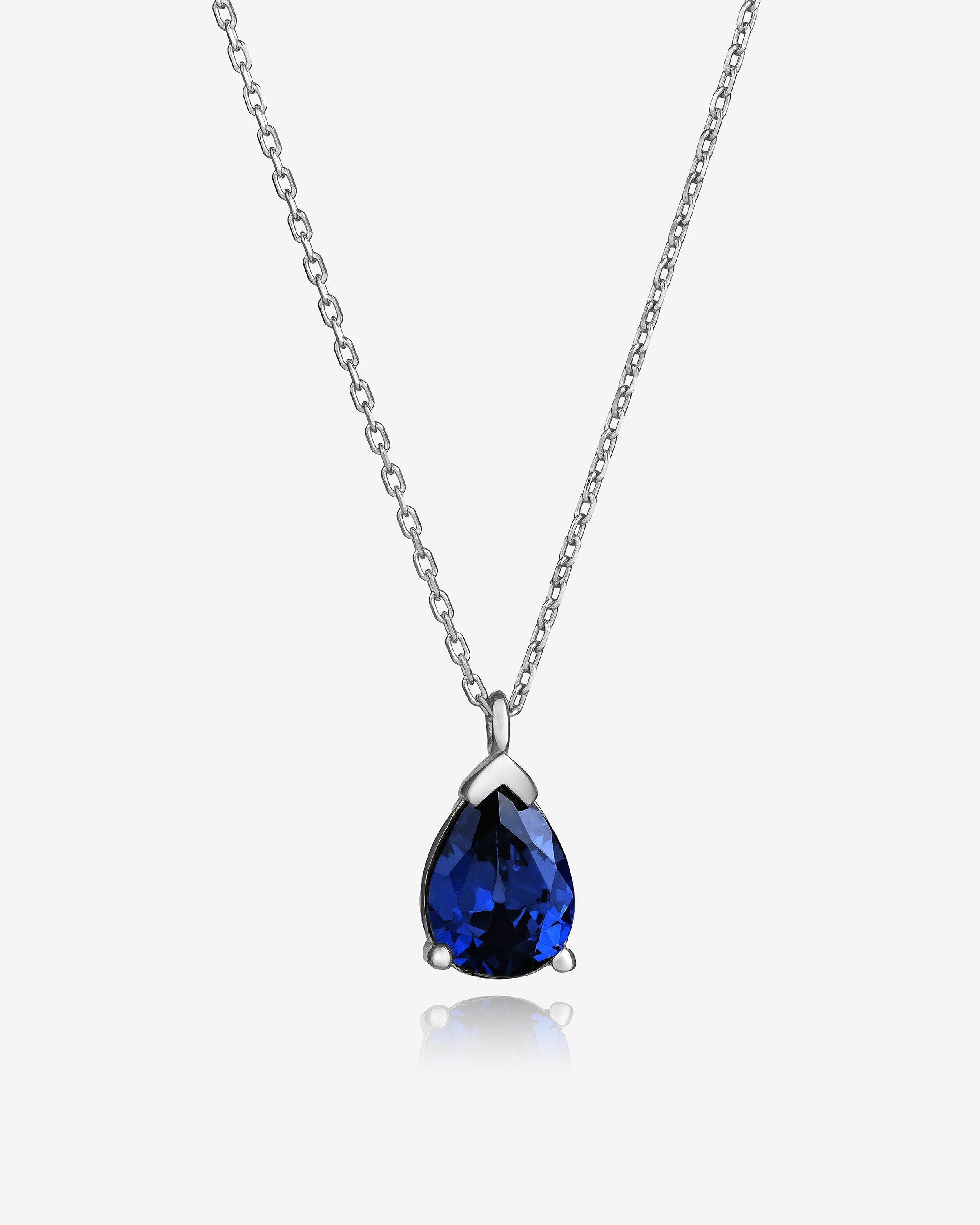 Birthstone Drop Necklace Silver - Sterling Silver